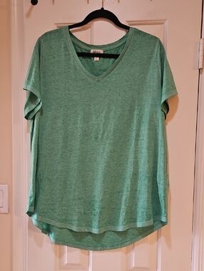 Style & Co. Short-Sleeve V-Neck Tee in Mint Green